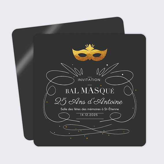 Invitation anniversaire Mascarade