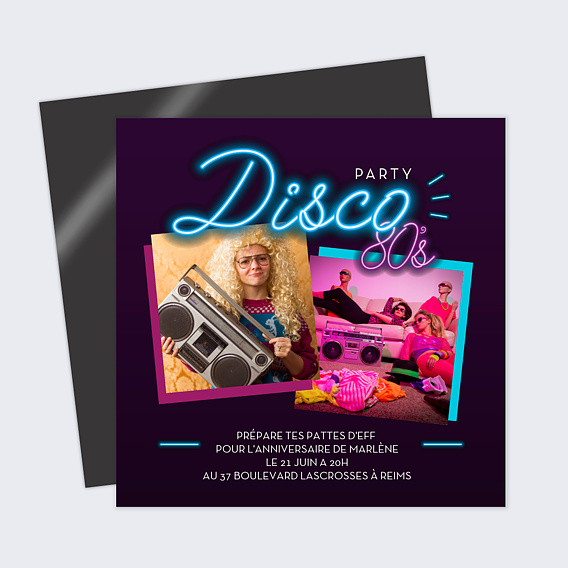 Invitation anniversaire  Soirée Années 80