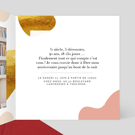 Invitation anniversaire Couleurs d'Été Intérieur Droit