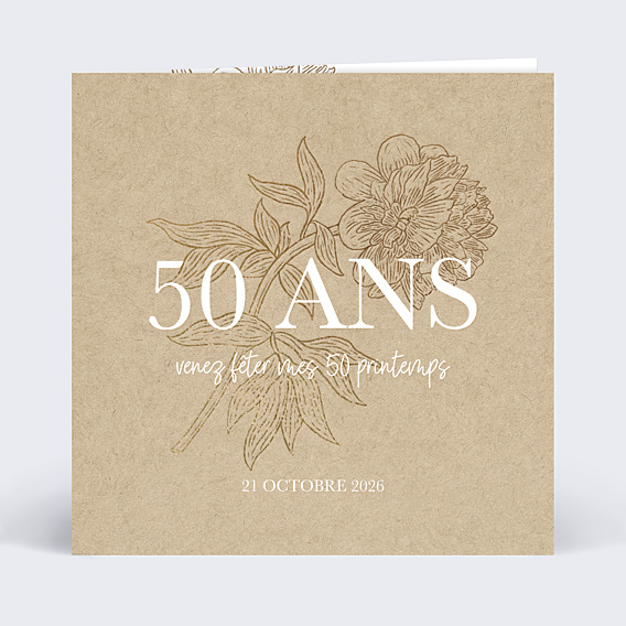 Invitation Anniversaire Adulte Âge fleuri avec graines