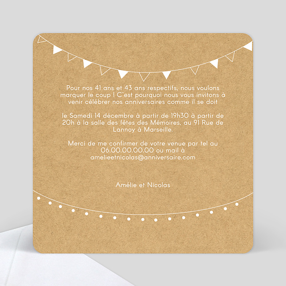 Invitation anniversaire Bucolique Simple Verso