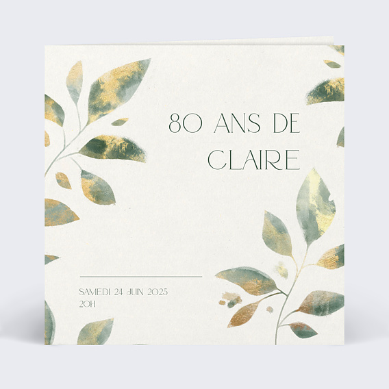 Invitation anniversaire Feuilles de jade