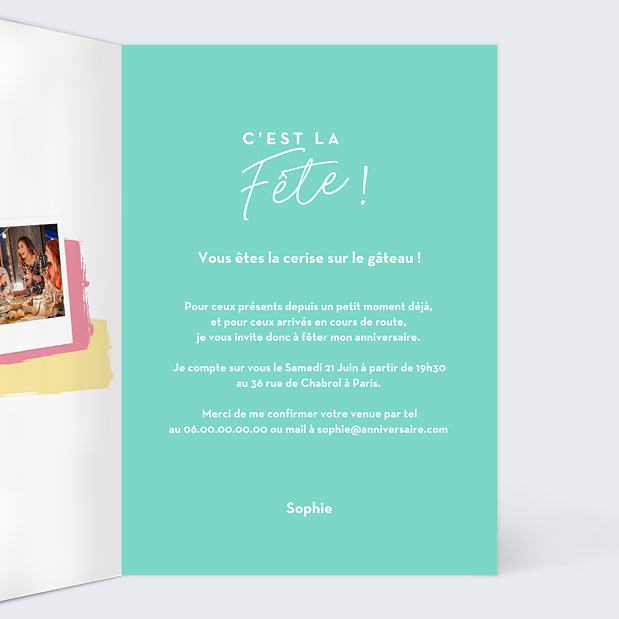 Invitation Anniversaire Birthday Cake Intérieur Droit