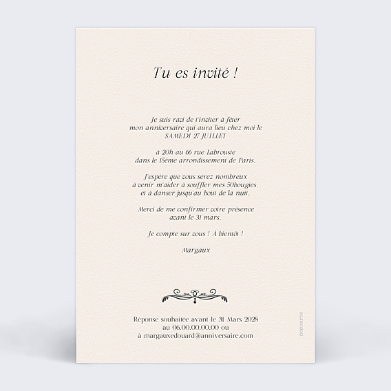 Invitation Anniversaire Adulte Parchemin