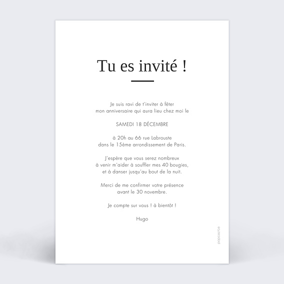 Invitation Anniversaire Adulte Multiphoto Élégance
