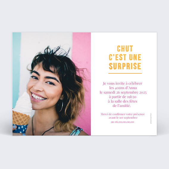 Invitation anniversaire Surprise Surprise Verso