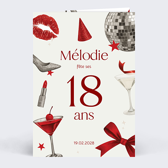 Invitation anniversaire Disco glamour