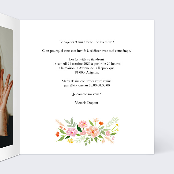 Invitation Anniversaire Adulte Aquarelle Champêtre