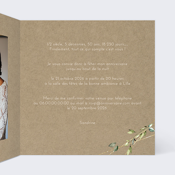 Invitation Anniversaire Adulte Eucalyptus Elégant