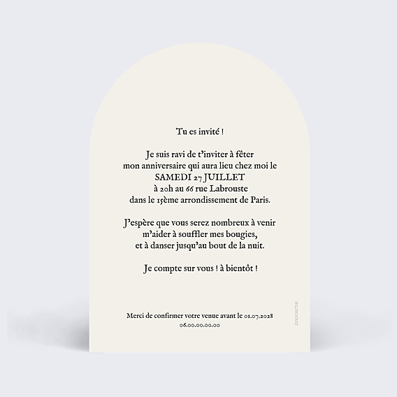 Invitation Anniversaire Adulte Vinyle