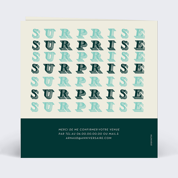 Invitation anniversaire 50 ans Surprise Verso