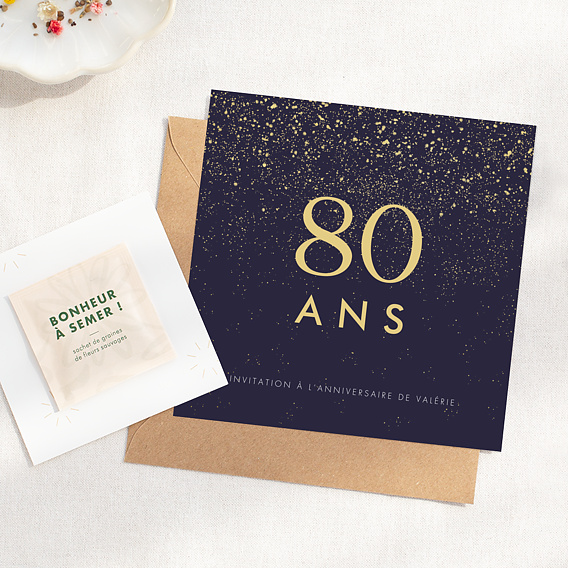 Invitation anniversaire Pluie de fête avec graines