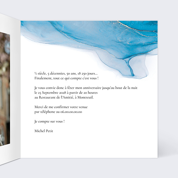 Invitation anniversaire Opaline Intérieur Droit