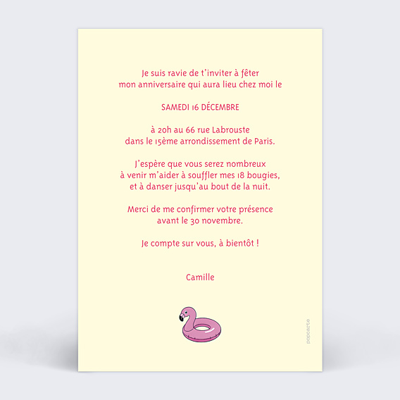 Invitation Anniversaire Adulte Piscine fun
