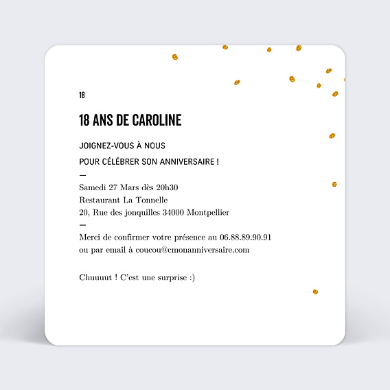 Invitation Anniversaire Adulte Poussière d'Étoiles