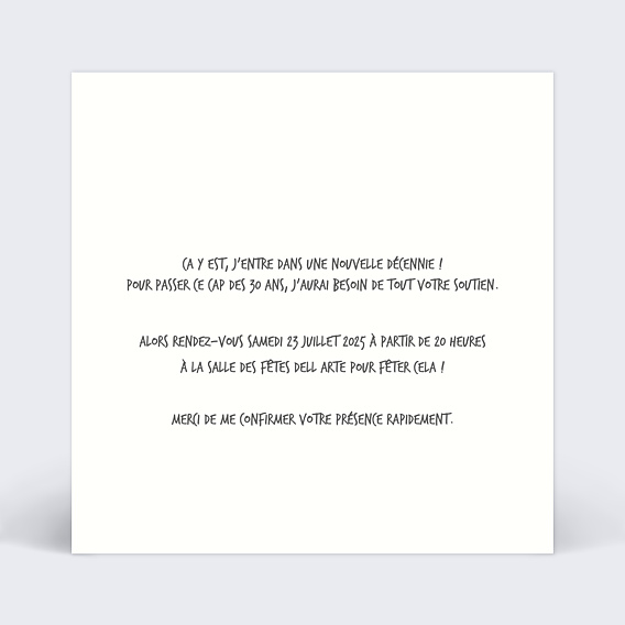 Invitation anniversaire C'est le Jeu Verso