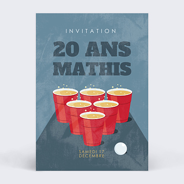 Invitation anniversaire Beer Pong