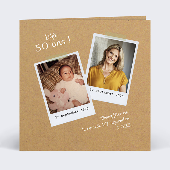 Invitation Anniversaire Adulte Avant-Après Kraft
