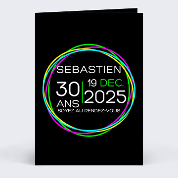 Invitation anniversaire adulte Fluo