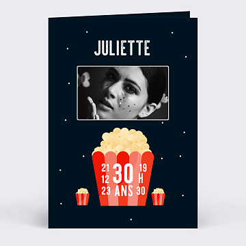 Invitation anniversaire adulte Popcorn Party