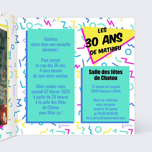 Invitation Anniversaire Années 90 Intérieur Droit
