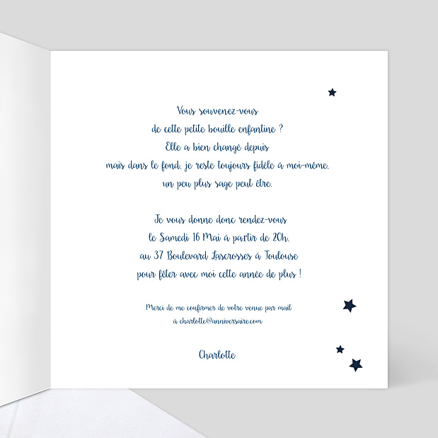 Invitation Anniversaire Bonne Étoile Intérieur Droit