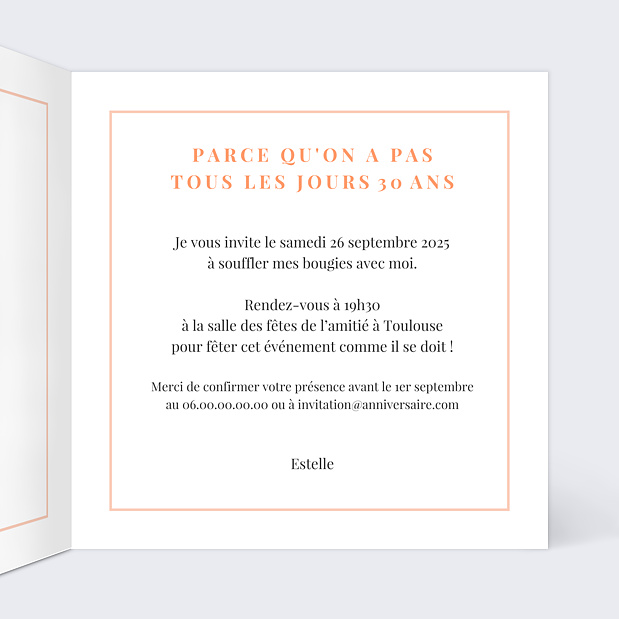 Invitation Anniversaire Joli Filet Intérieur Droit