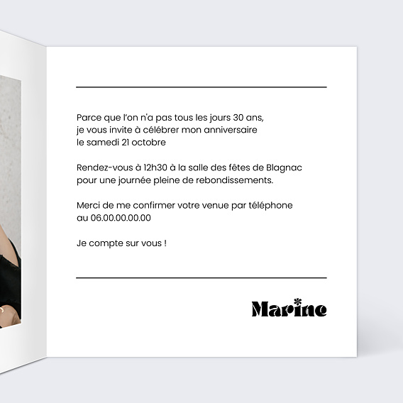 Invitation Anniversaire Adulte 30 ans Moderne
