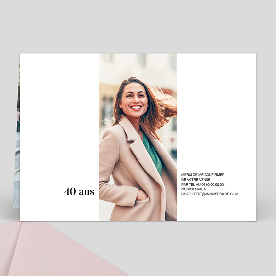 Invitation anniversaire Elégance Graphique Verso