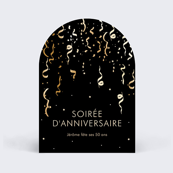 Invitation anniversaire Motif Noir & Ocre