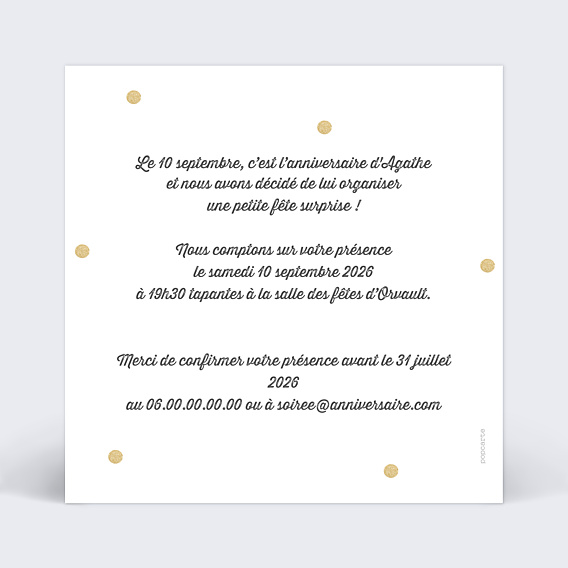 Invitation Anniversaire Adulte Surprise chic