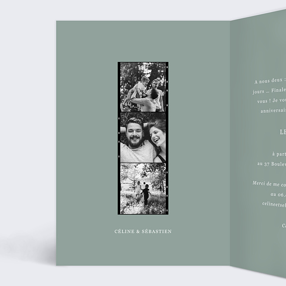 Invitation anniversaire Pellicule Souvenirs Intérieur Gauche