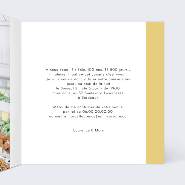 Invitation Anniversaire Addition Intérieur Droit