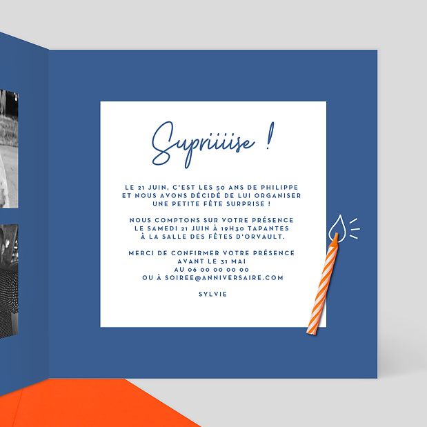 Invitation Anniversaire Bougie Intérieur Droit