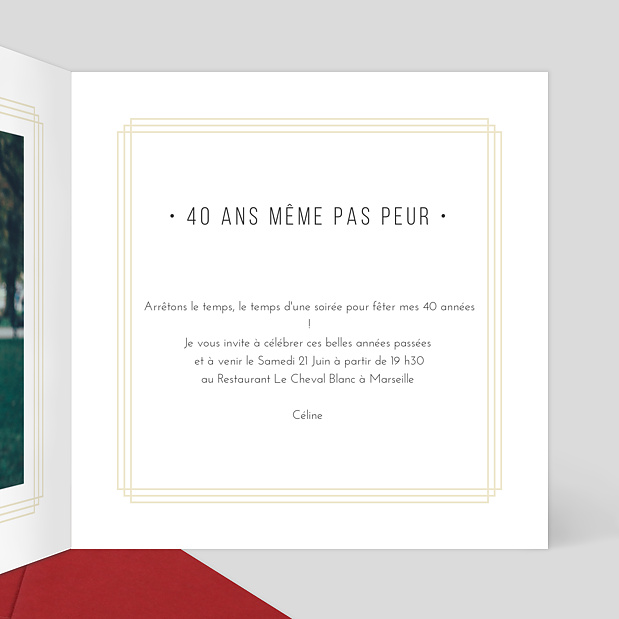 Invitation Anniversaire Dorure Cadre Multiphoto Intérieur Droit