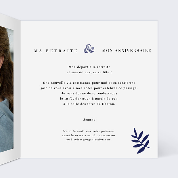 Invitation Anniversaire Retraite Esperluette Intérieur Droit