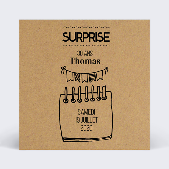 Invitation Anniversaire Adulte Save the date kraft