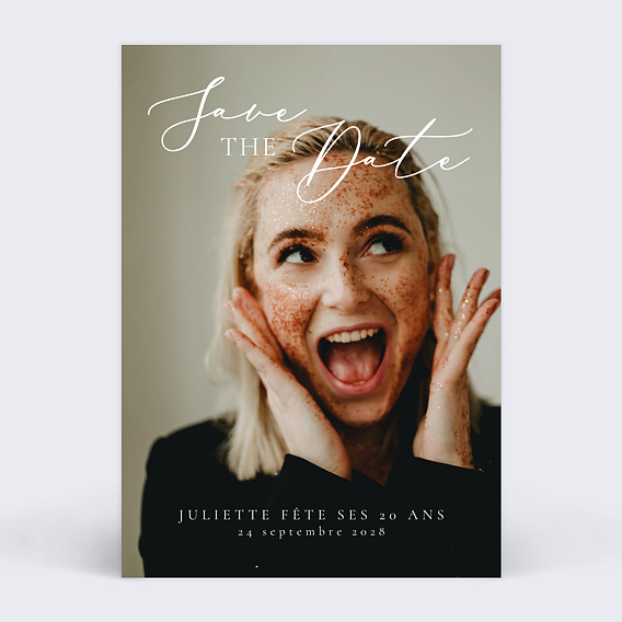 Invitation anniversaire Save the date photo