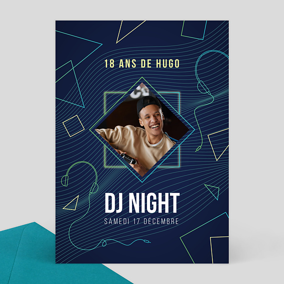 Invitation Anniversaire Adulte Soirée DJ Electro