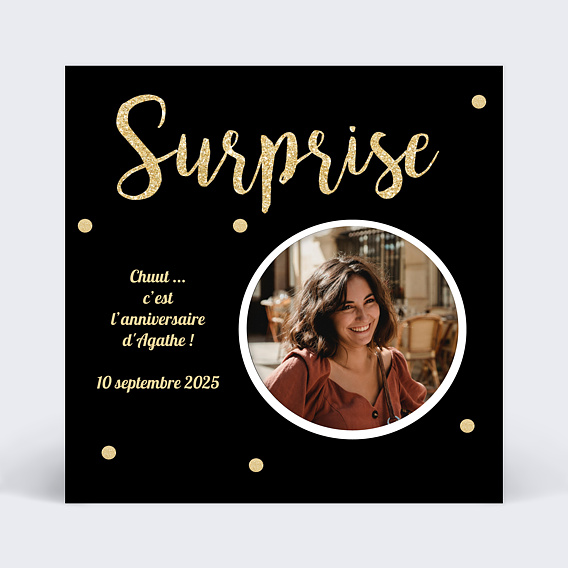 5 cartes d'invitation pour anniversaire - Noir, Blanc et Or - Age au Choix  - Jour de Fête - Nos Cartes d'Anniversaire - Anniversaire