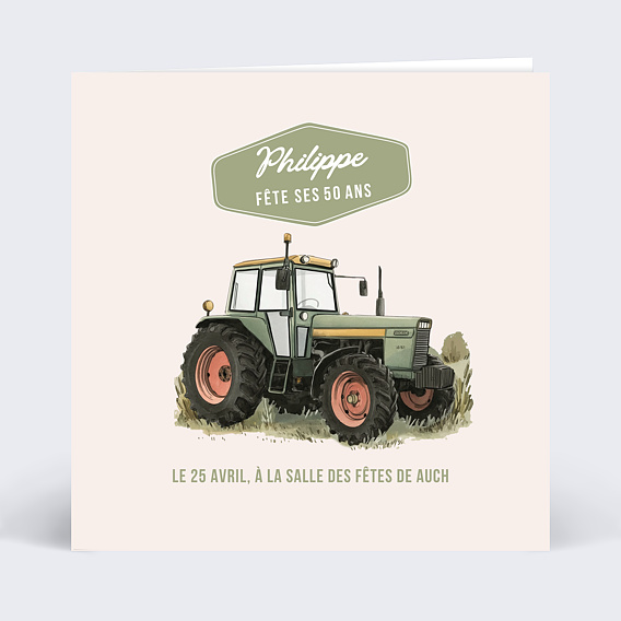 Invitation anniversaire Tracteur