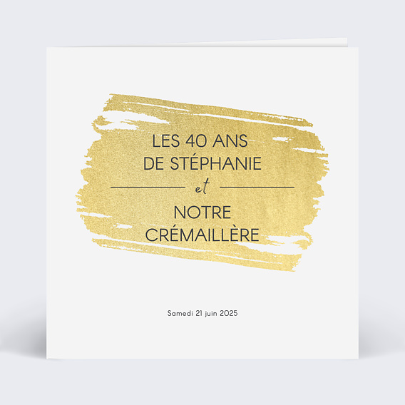 Carte Invitation Anniversaire Adulte 40 doré