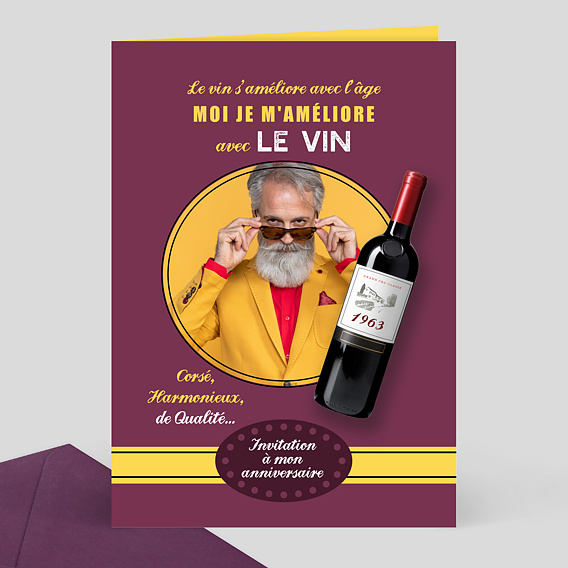 Invitation Anniversaire Vin Graphique