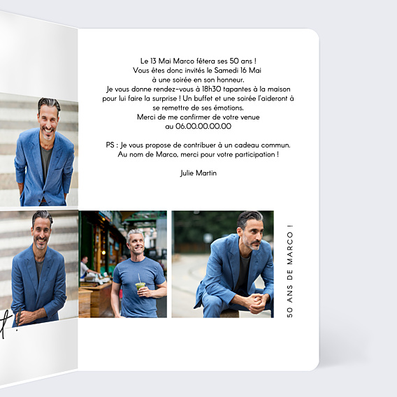 Invitation Anniversaire Adulte Multi Photos 