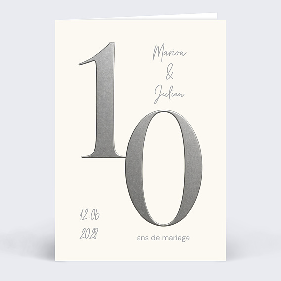 Invitation anniversaire de mariage 10 années d'amour