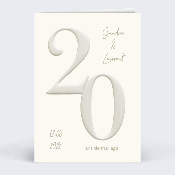 Invitation anniversaire de mariage 20 années d'amour