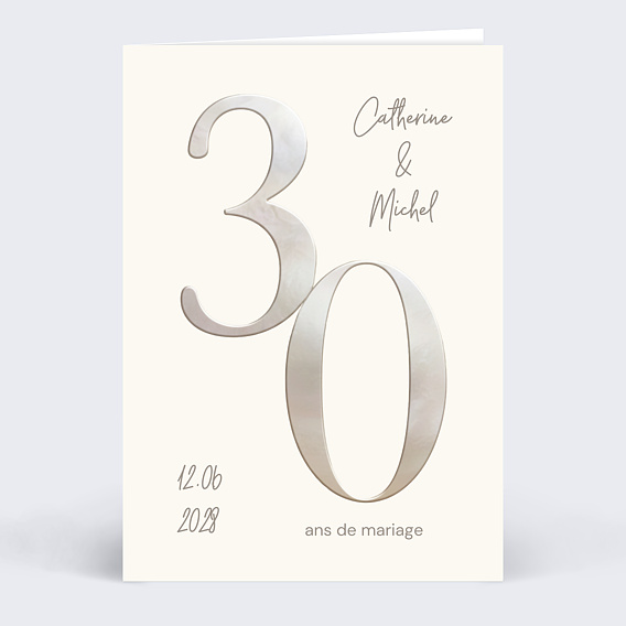 Invitation anniversaire de mariage 30 années d'amour