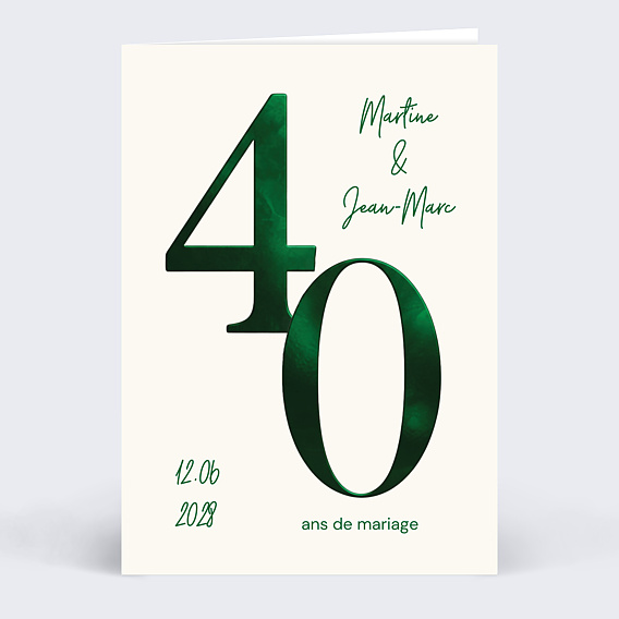 Invitation anniversaire de mariage 40 années d'amour