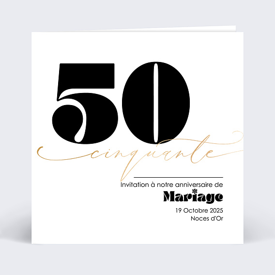 Invitation anniversaire mariage 50 ans Moderne
