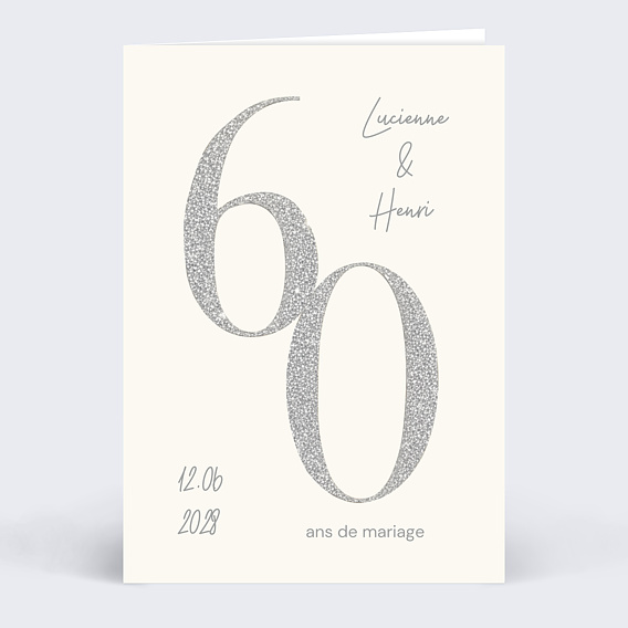 Invitation anniversaire de mariage 60 années d'amour
